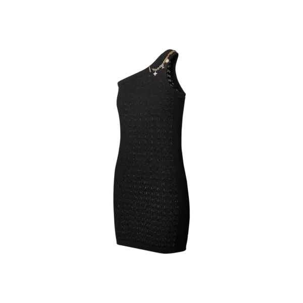 Asymmetrical lace knit dress with charms - Image 2
