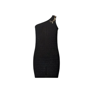 Asymmetrical lace knit dress with charms