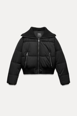 QUILTED ANORAK WITH RIBBED TRIM
