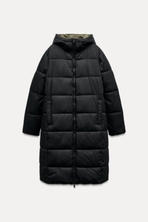 WATER-REPELLENT AND WINDPROOF LONG REVERSIBLE ANORAK