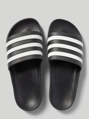 Slides with label detail model 'ADILETTE AQUA' in black - ADIDAS