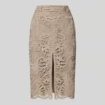 Taupe slit midi skirt