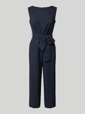 Navy blue tie belt jumpsuit