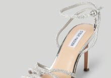 'KAILYN' silver stiletto heel sandals