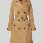 Trench coat with belt at the waist, 'Conny' model in camel