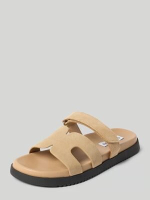 Leather flip-flops with Velcro closure, 'MISSILE' model, in black